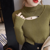  Áo len nữ dài tay khoét phần ngực 