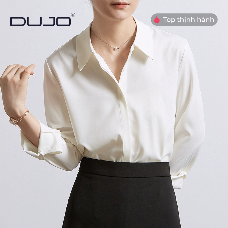  Áo sơ mi trắng lụa mịn DUJO – Item must-have cho nàng công sở 