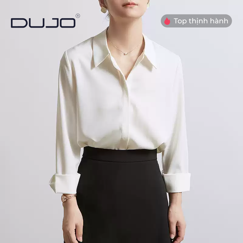  Áo sơ mi trắng lụa mịn DUJO – Item must-have cho nàng công sở 