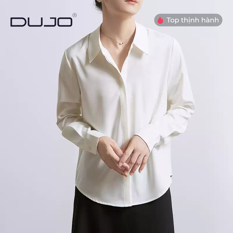  Áo sơ mi trắng lụa mịn DUJO – Item must-have cho nàng công sở 