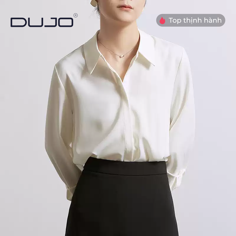  Áo sơ mi trắng lụa mịn DUJO – Item must-have cho nàng công sở 