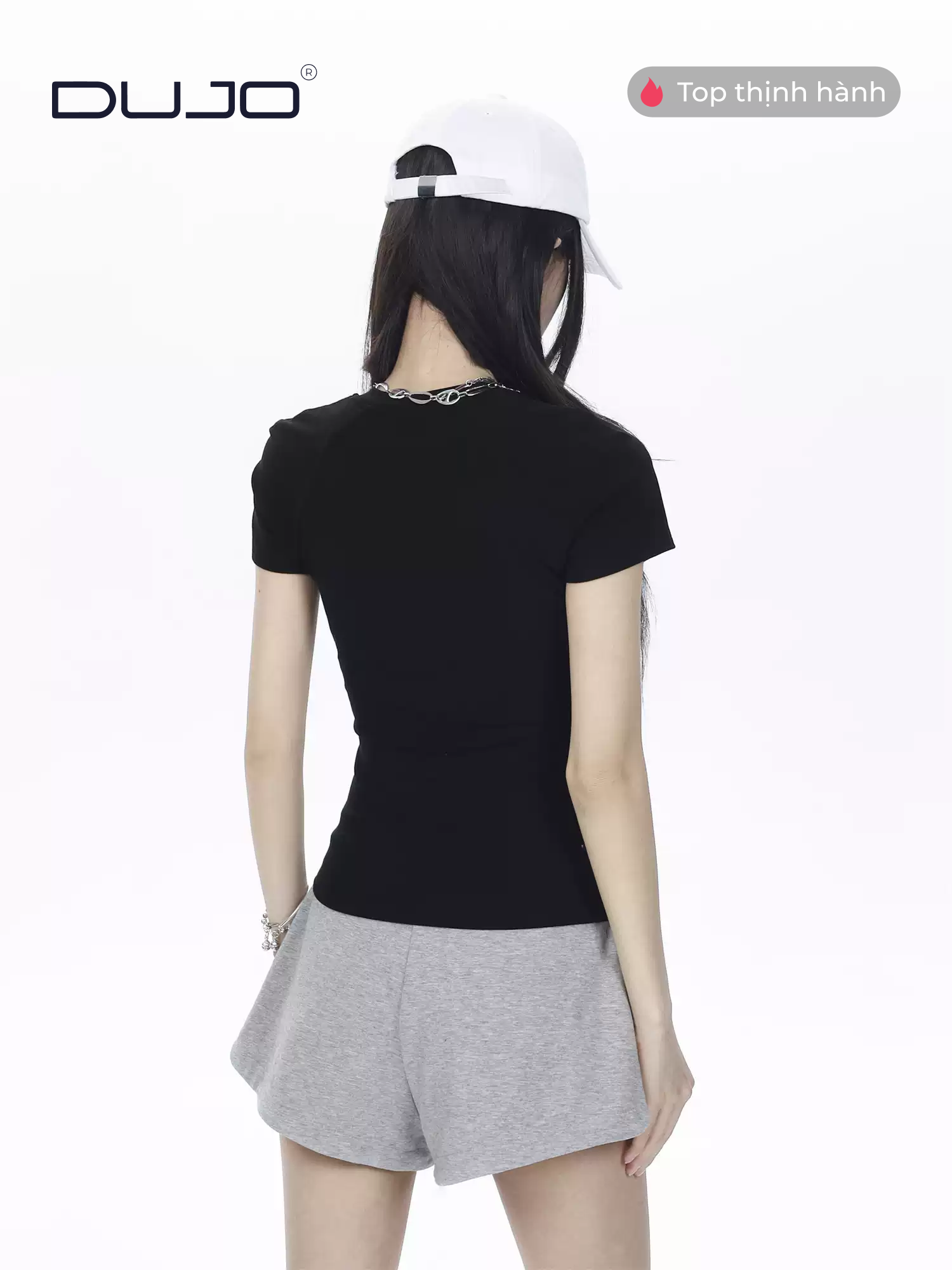  Áo thun cổ tim croptop 
