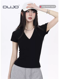  Áo thun cổ tim croptop 