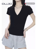 Áo thun cổ tim croptop 