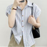  Áo sơ mi dọc nhỏ xanh dương 