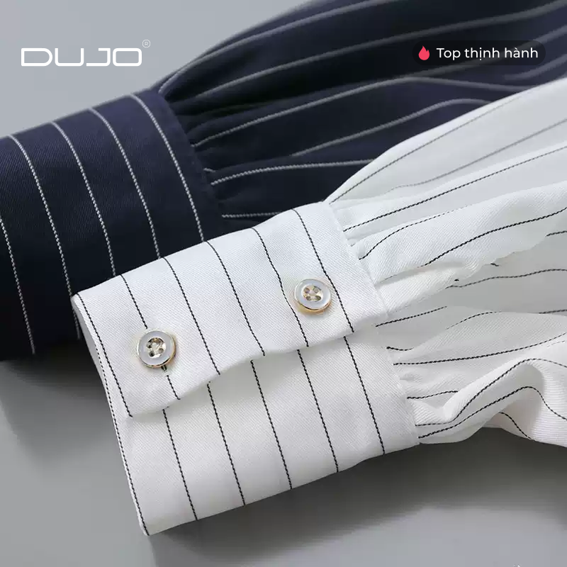  Áo sơ mi kẻ sọc xanh trắng nữ 