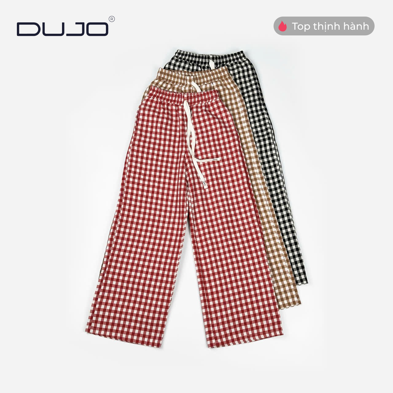  Quần Dài Sọc Caro Nữ DUJO – Dáng Suông Đẹp, Vải Mát, Giá tốt 