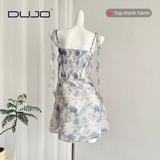  Váy hoa quyến rũ xanh dương DUJO 
