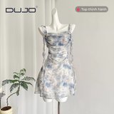  Váy hoa quyến rũ xanh dương DUJO 