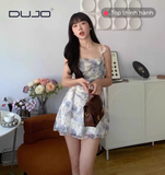  Váy hoa quyến rũ xanh dương DUJO 