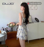  Váy hoa quyến rũ xanh dương DUJO 