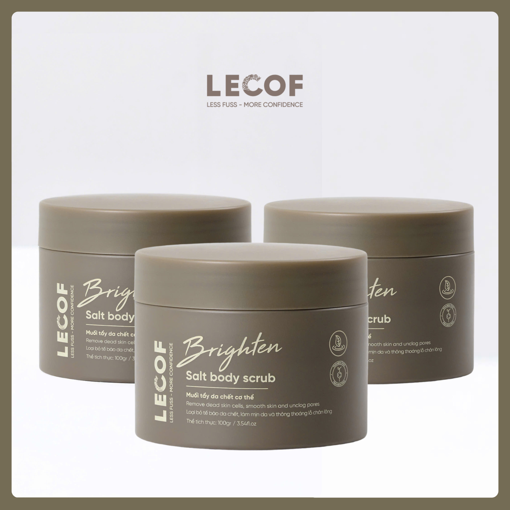  Combo 3 hũ Muối Tẩy tế bào chết body nam LECOF mịn da, thông thoáng lỗ chân lông - 100 gram 