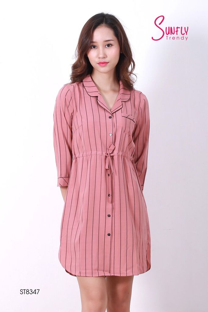Đầm pyjamas lụa co giãn ST8347