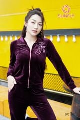 Đồ bộ mặc nhà nhung kéo khóa áo dài quần dài SP2160