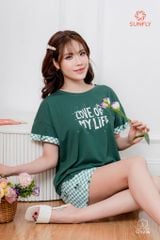 Đồ bộ mặc nhà nữ cotton áo cộc quần đùi ht ST9236