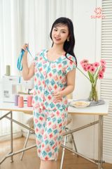 Bộ pijamas nữ lanh ht áo cộc quần ngố ST9239