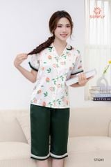 Bộ pijama nữ lụa latin áo cộc quần ngố ST9241