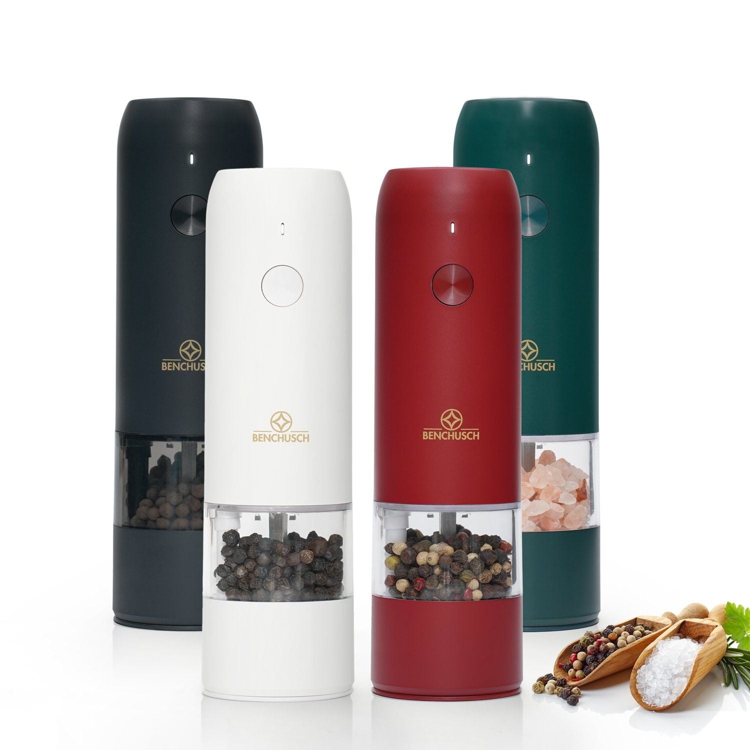  Máy Xay Tiêu Tự Động Bằng Điện Benchusch (Đen/Trắng/Xanh/Đỏ) 