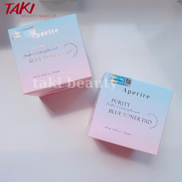 Toner Pad Tinh Khiết Cấp Ẩm Dịu Da Aperire Purity Blue Moisture and Calming Toner Pad 140ml (70 miếng)
