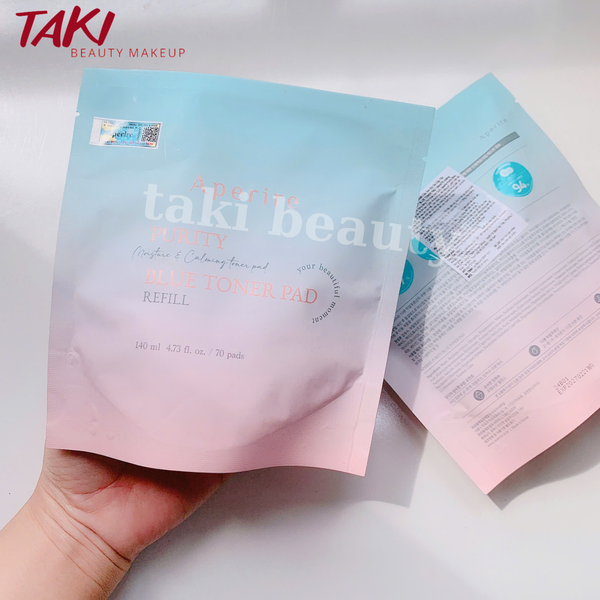 Toner Pad Tinh Khiết Cấp Ẩm Dịu Da Aperire Purity Blue Moisture and Calming Toner Pad 140ml (70 miếng)