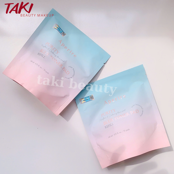 Toner Pad Tinh Khiết Cấp Ẩm Dịu Da Aperire Purity Blue Moisture and Calming Toner Pad 140ml (70 miếng)