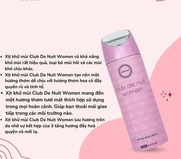 Xịt Body ARMAF Club The Nuit Perfume Body Spray 200ml