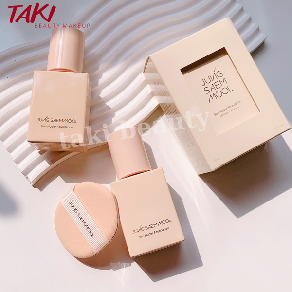 Kem Nền Jung Saem Mool Skin Nuder Foundation SPF 50+ PA++++ 30ml - Kèm Bông Mút