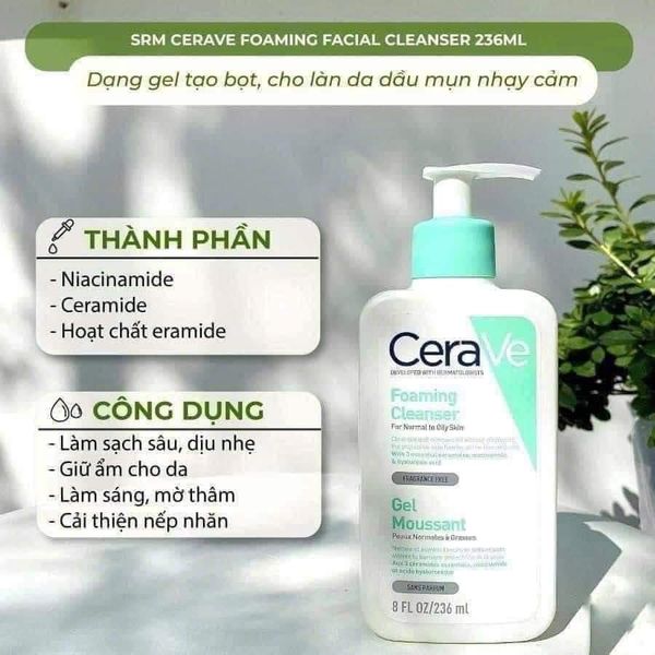 Sữa Rửa Mặt Giúp Làm Sạch Sâu Cerave Developed With Dermatologists Foaming Cleanser 236ml - 473ml