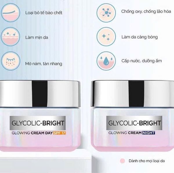 Kem Dưỡng Sáng Da L'Oreal Glycolic-Bright Glowing Cream 30ml (Ngày & Đêm)