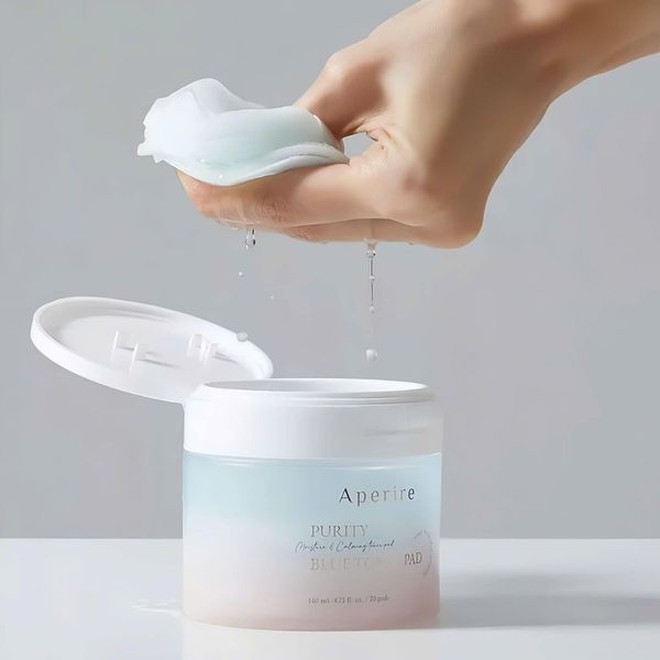 Toner Pad Tinh Khiết Cấp Ẩm Dịu Da Aperire Purity Blue Moisture and Calming Toner Pad 140ml (70 miếng)