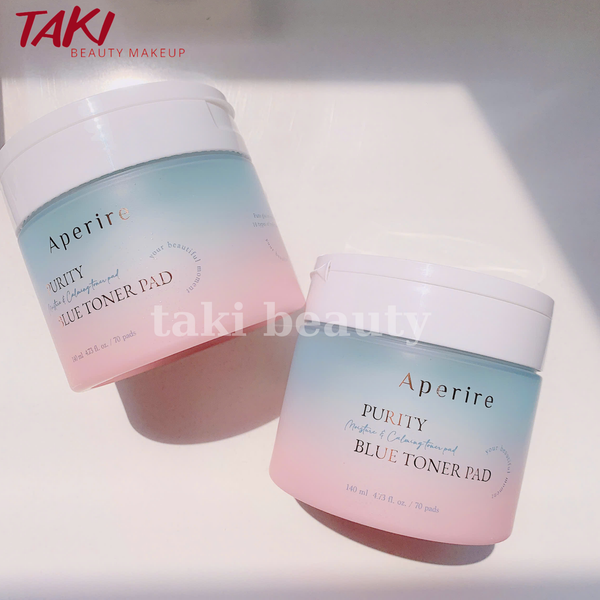 Toner Pad Tinh Khiết Cấp Ẩm Dịu Da Aperire Purity Blue Moisture and Calming Toner Pad 140ml (70 miếng)