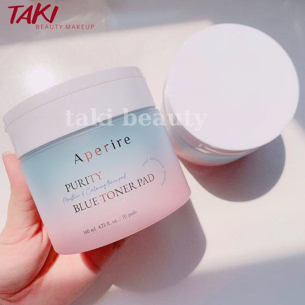 Toner Pad Tinh Khiết Cấp Ẩm Dịu Da Aperire Purity Blue Moisture and Calming Toner Pad 140ml (70 miếng)