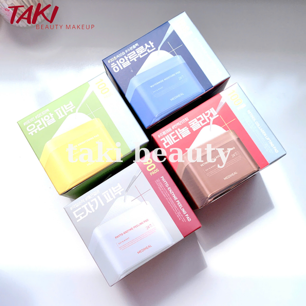 Nước Hoa Hồng Dạng Miếng Toner Pad Mediheal Làm Dịu/ Cấp Ẩm/ Làm Sáng Da/ Tẩy Tế Bào Chết 100 pad