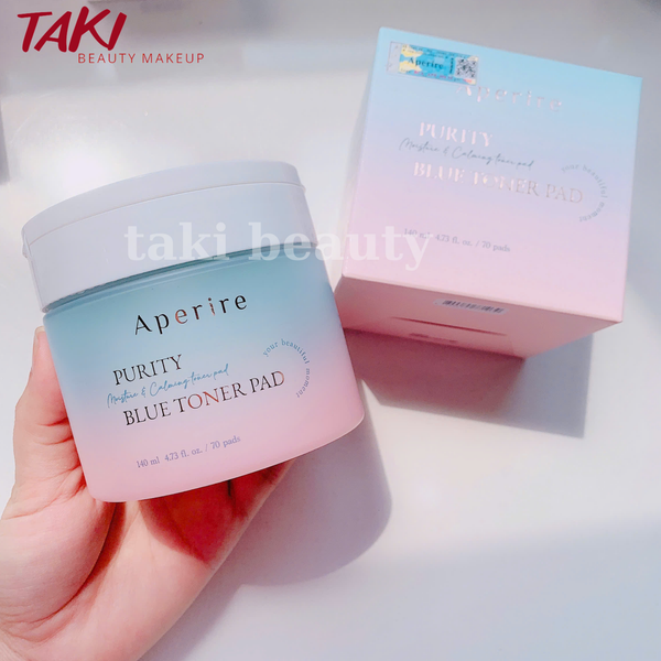 Toner Pad Tinh Khiết Cấp Ẩm Dịu Da Aperire Purity Blue Moisture and Calming Toner Pad 140ml (70 miếng)