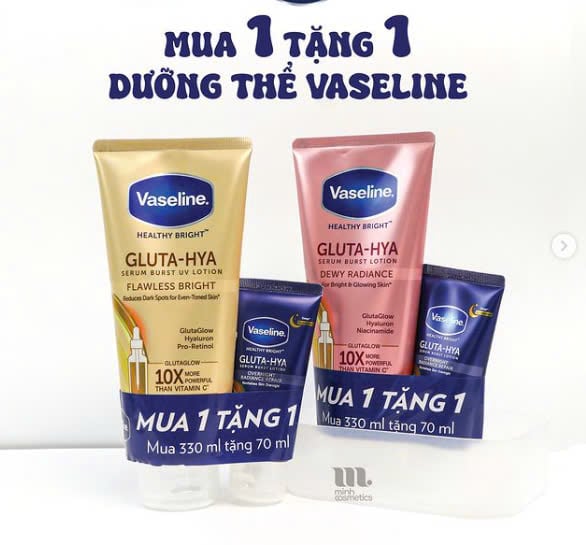 Sữa dưỡng thể ngày và đêm Vaseline Gluta HYA 4X-10X-50X-70X 70 ML - 290ML - 300ML