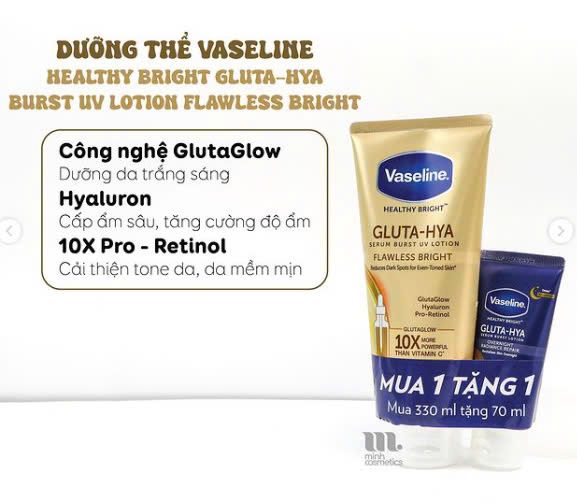 Sữa dưỡng thể ngày và đêm Vaseline Gluta HYA 4X-10X-50X-70X 70 ML - 290ML - 300ML