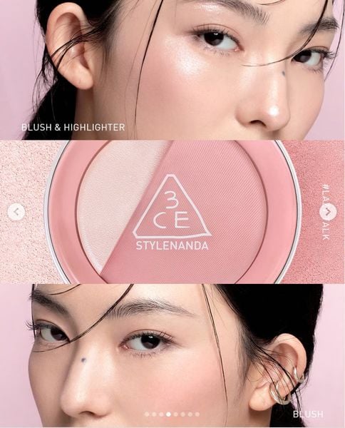 Phấn Má Hồng 3CE Blushlighter Lazy Talk- Slick - Early Now - Middle Hype - What If - Beige Hour -Coral Flush