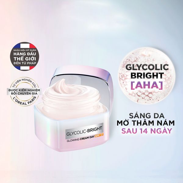 Kem Dưỡng Sáng Da L'Oreal Glycolic-Bright Glowing Cream 30ml (Ngày & Đêm)