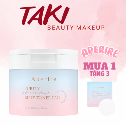 Toner Pad Tinh Khiết Cấp Ẩm Dịu Da Aperire Purity Blue Moisture and Calming Toner Pad 140ml (70 miếng)