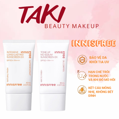 [Mẫu Mới] Kem Chống Nắng Innisfree Tone Up No Sebum / Intensive Long-Lasting Sunscreen EX 60ml