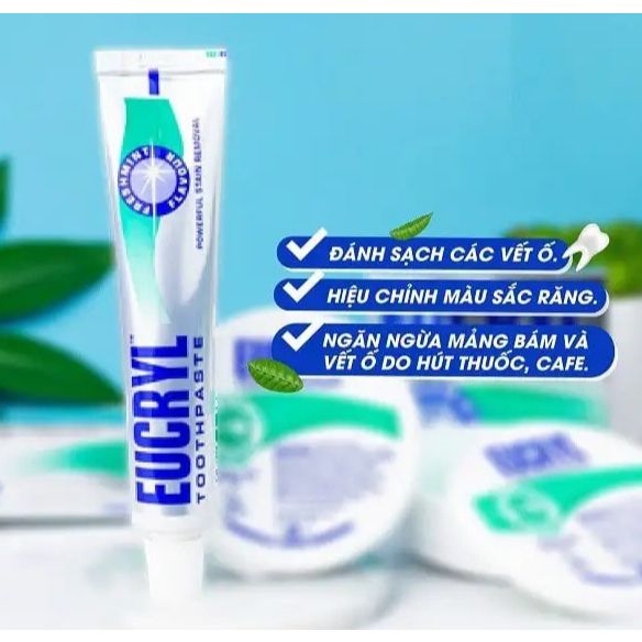 [ Thanh Lý ] Kem Đánh Răng Và Bột Làm Trắng Răng Eucryl Toothpowder Hương Bạc Hà