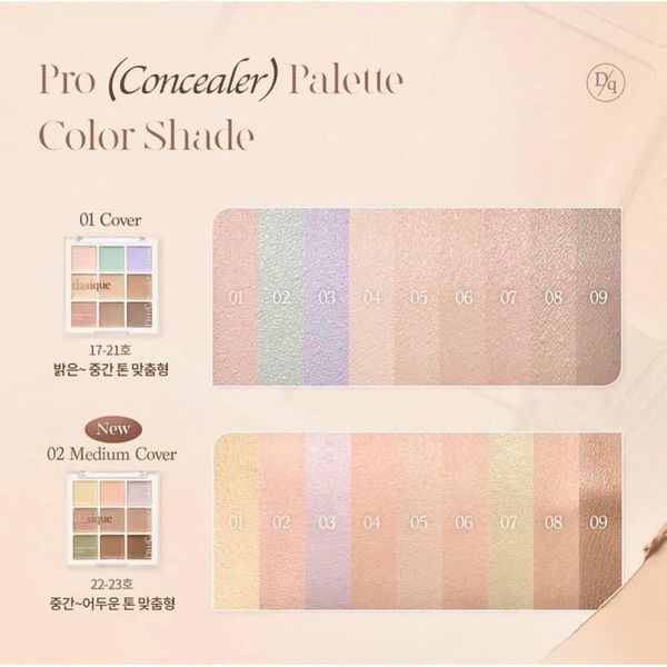 Bảng Che Khuyết Điểm Triệt Sắc Dasique Concealer Palette 9 Ô 9g (Màu 01 - 02)