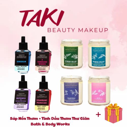 [Đủ Mùi] Sáp Nến Thơm 198G + Tinh Dầu Thơm 24ml Thư Giãn Bath & Body Works BBW [Lavender,Lemon,Rosemary,Cookie]