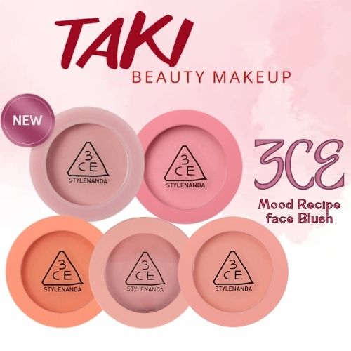 Phấn Má Hồng 3CE Mood Recipe Face Blush [#Pink Filter - Nude Peach- Mono Pink - Rose Beige - Kinda Shy]