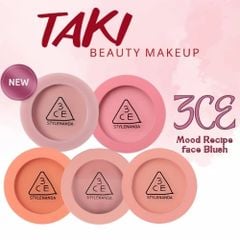 Phấn Má Hồng 3CE Mood Recipe Face Blush [#Pink Filter - Nude Peach- Mono Pink - Rose Beige - Kinda Shy]