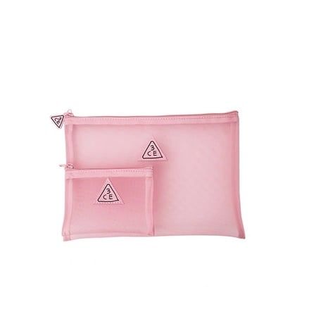 Túi 3CE Dạng Lưới Đựng Mỹ Phẩm Tiện Dụng Xinh Xắn 22x15x1cm Mesh Pouch + Pink Rumour [Đen- Hồng]