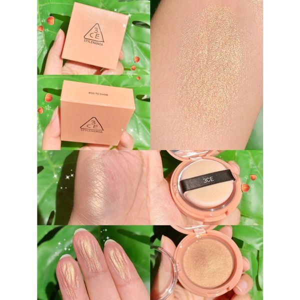 Phấn Bắt Sáng 3CE Glow Beam Highlighter 8.5g- [Rear Side- Take A Moment- Go To Show] (Hộp Tròn)