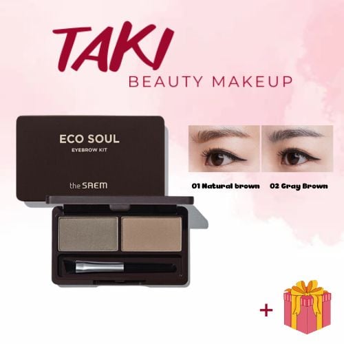 Bột Kẻ Chân Mày Kèm Cọ The Saem Eco Soul Eyebrow Kit