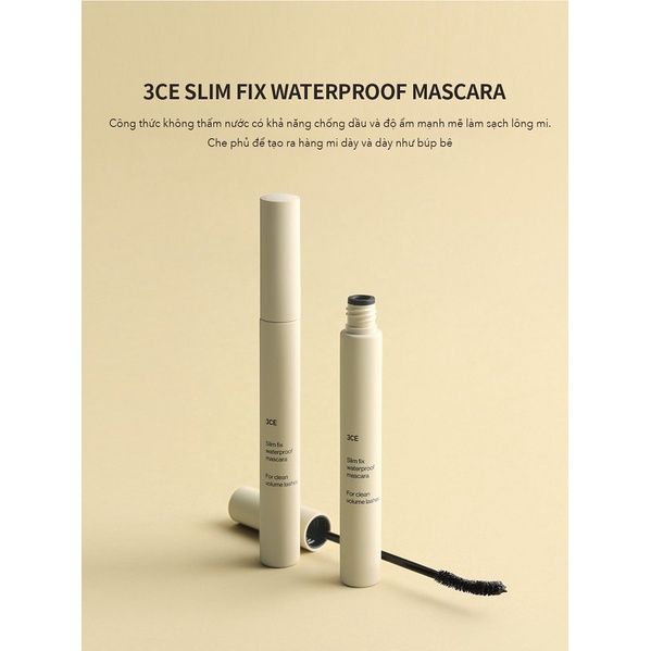 Mascara 3ce Slim Fix + Super Slim Waterproof Mascara Black- Xám