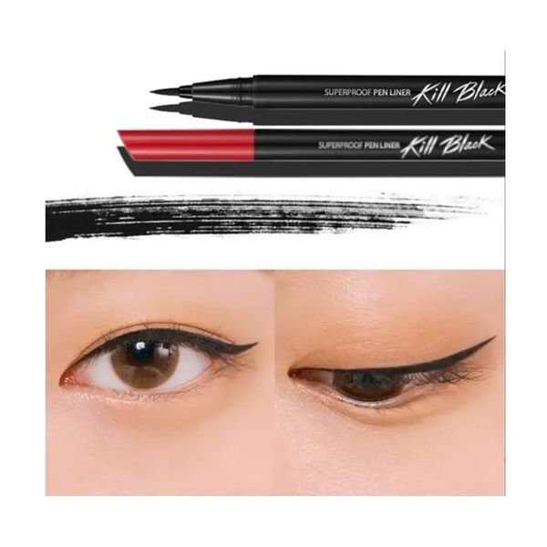 Bút Kẻ Mắt Clio Superproof Brush Liner, Superproof Pen Liner Kill Black+ Sharp So Simple